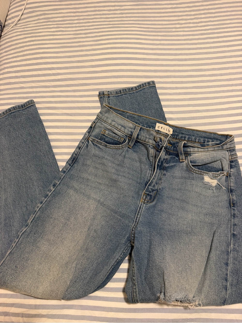 Cello Light Blue Straight-Leg Jeans with Subtle Distress